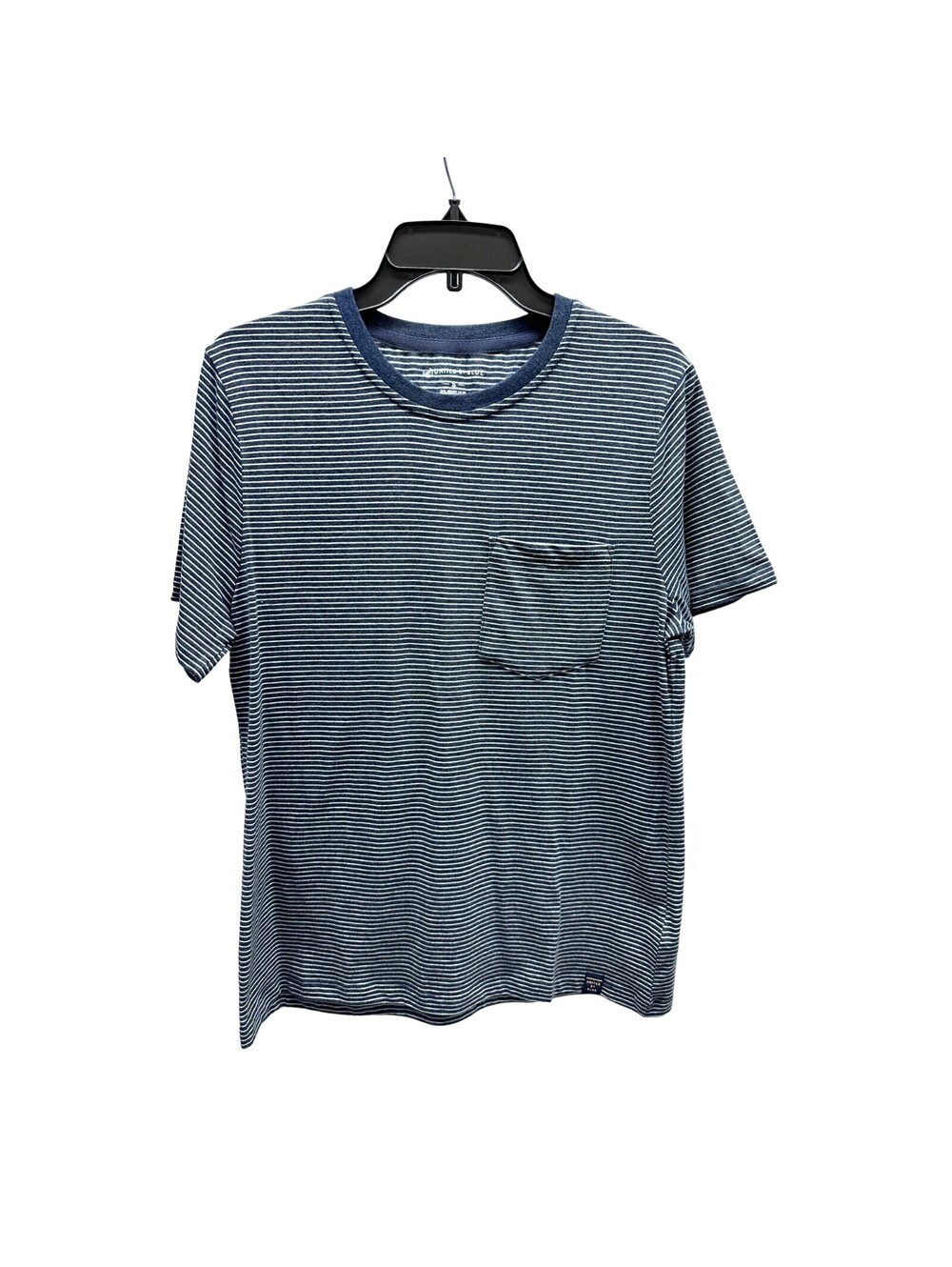 NEW United By Blue Blue Striped Pocket T-Shirt Small